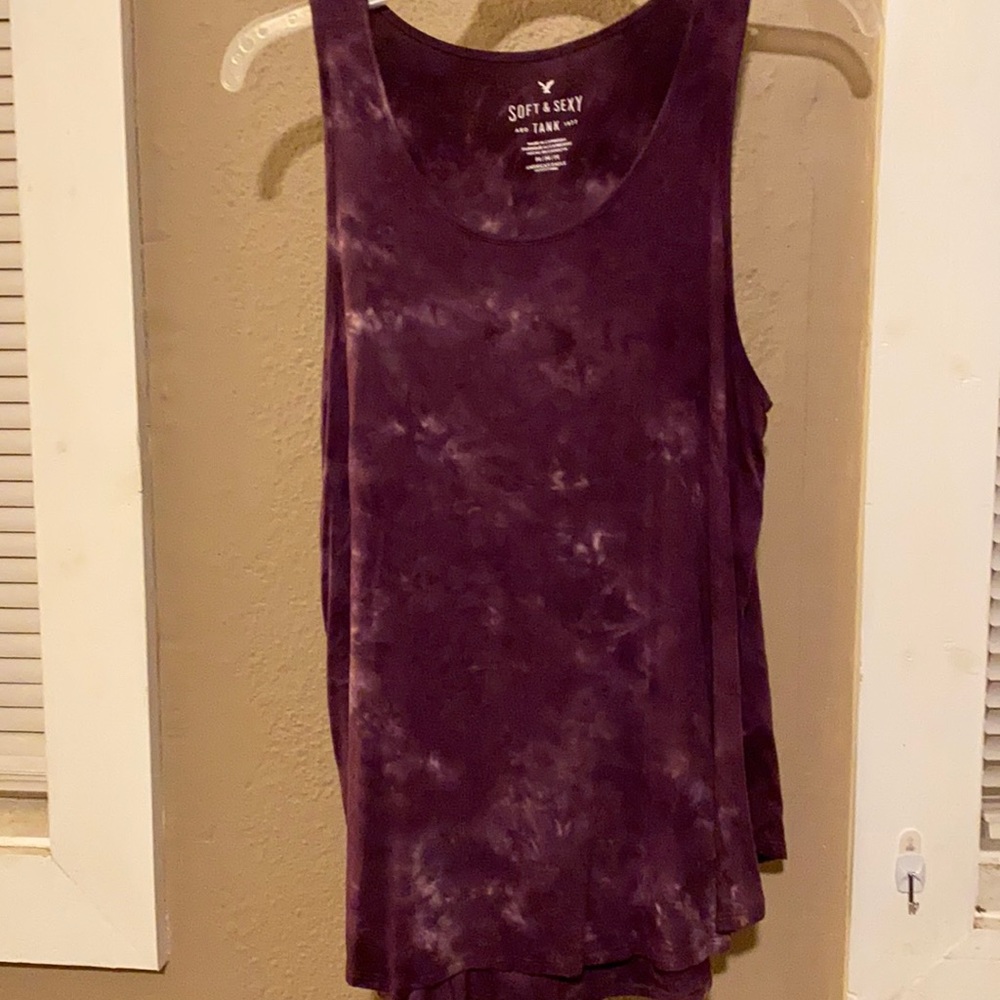 Purple tie dye wash tank top